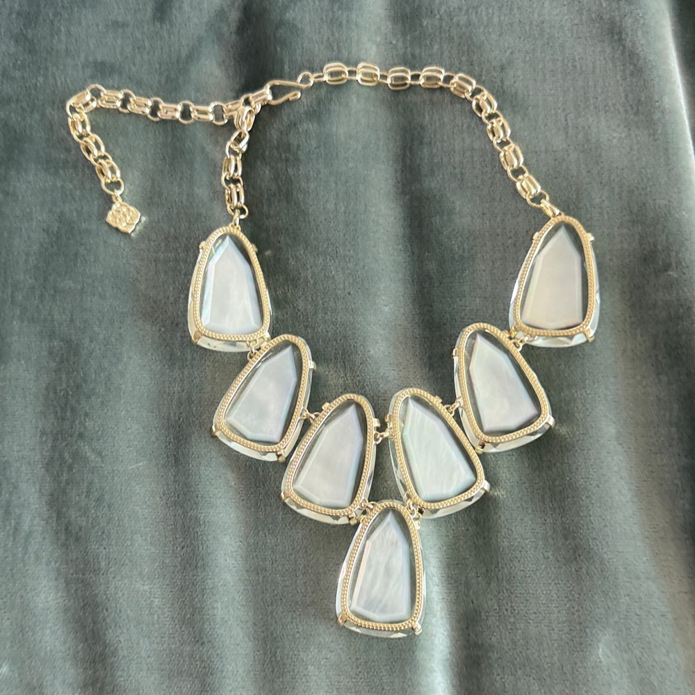 Kendra Scott Gold Necklace with White Mother-of-Pearl Stones